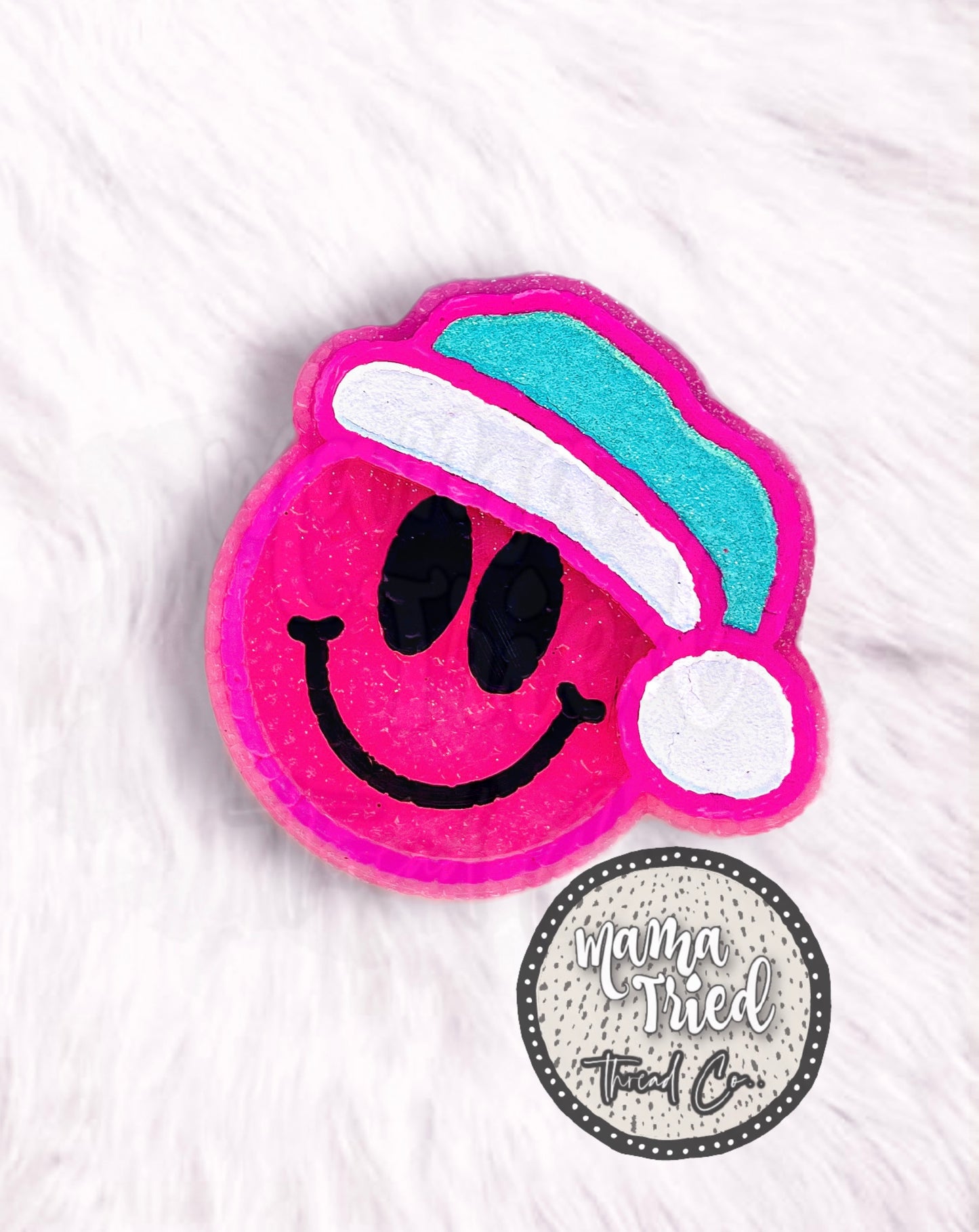 Santa Hat Smiley Freshie (Pink)